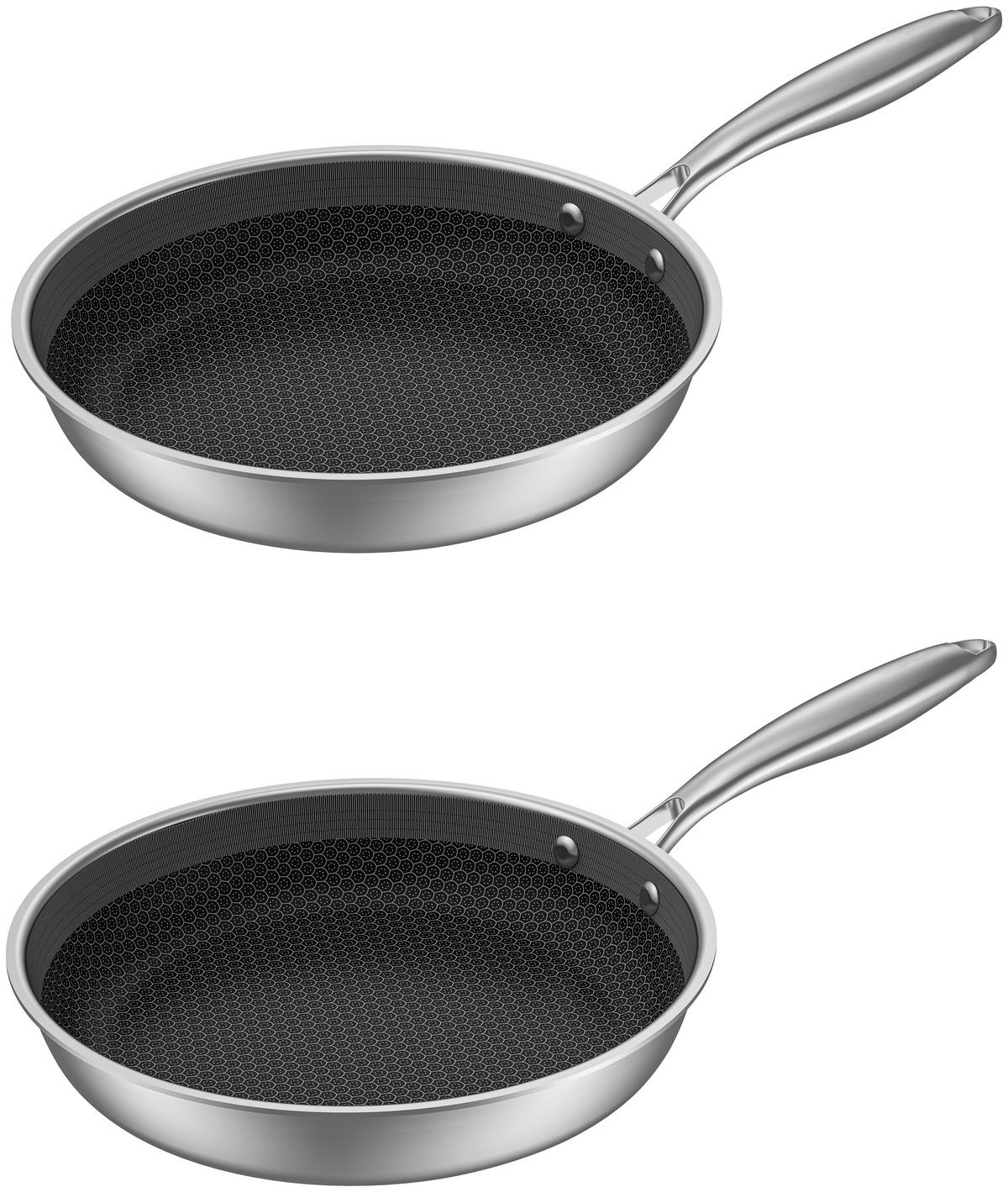 Sada pánví Ø 24 a Ø 28cm - barvy nerez oceli, Konvenční, kov - Mömax