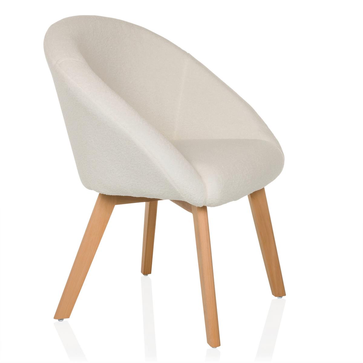 Armlehnstuhl Scandi Ted Weiß B: 68 Cm - Buchefarben/Weiß, MODERN, Holz/Textil (68/85/62cm) - MID.YOU