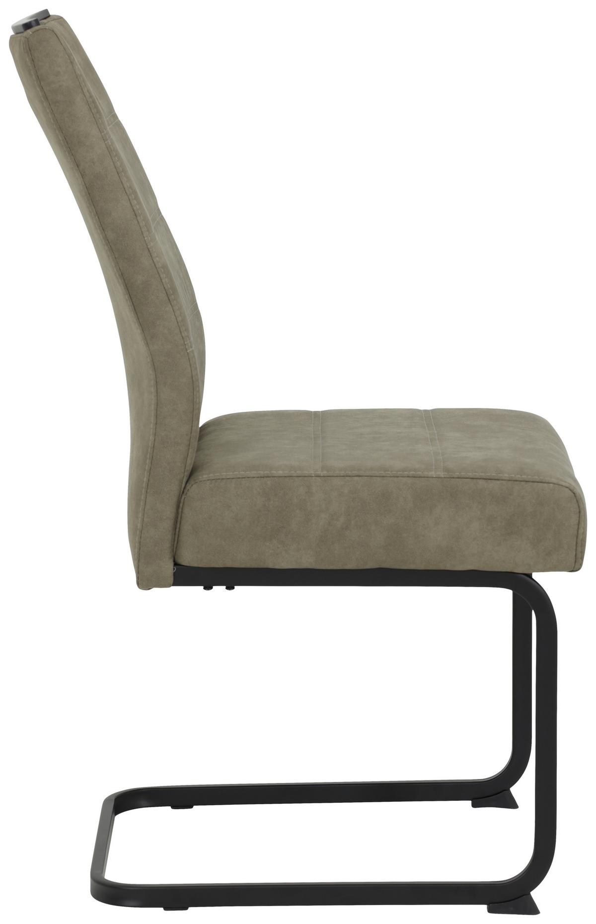 Schwingstuhl Kerstin S Schlammf. Gepolstert 2er-Set - Schlammfarben/Schwarz, MODERN, Textil/Metall (49/100/61cm) - MID.YOU