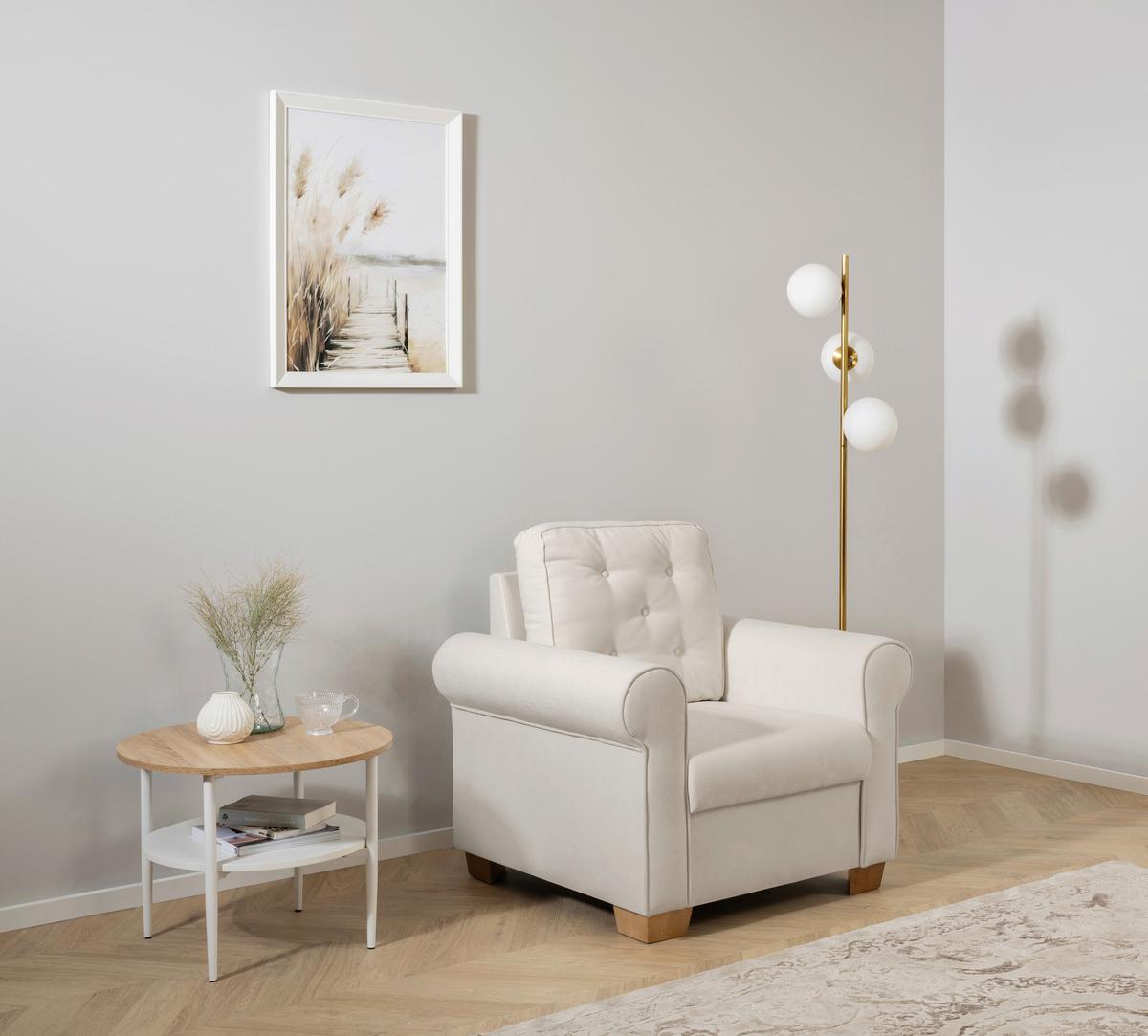 Sessel Arles, Hellgrau 80 B: 93 Cm - Buchefarben/Hellgrau, Design, Textil (93/89/82cm) - MID.YOU