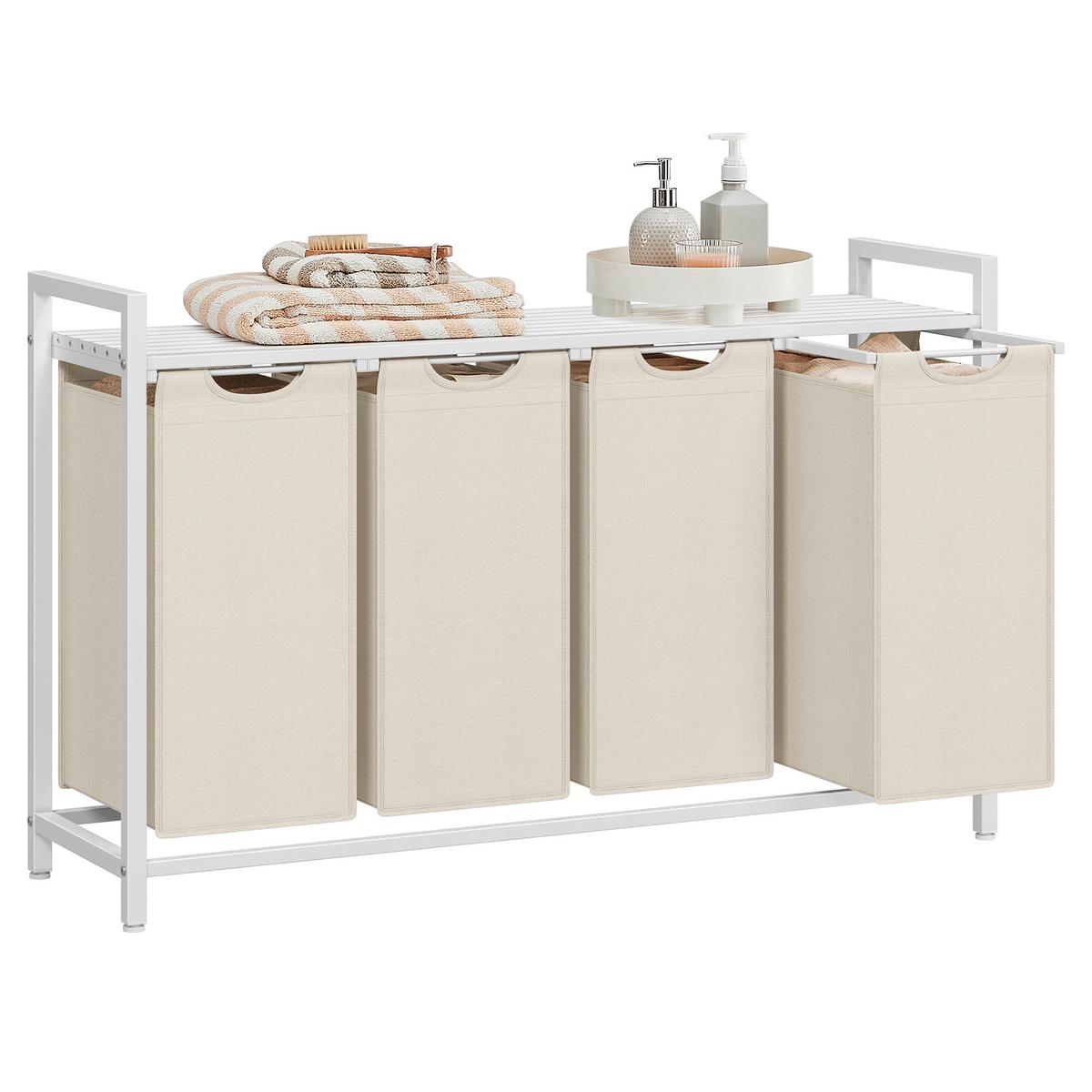 Wäschekorb Blh401w01 - Beige/Weiß, Trend, Holzwerkstoff/Textil (116/72/33cm) - MID.YOU