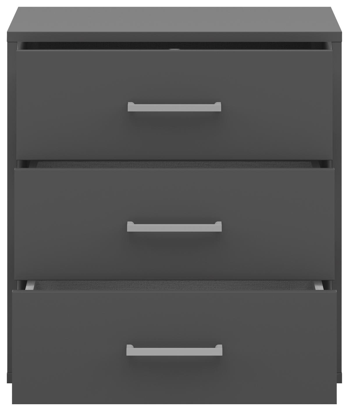 Nachtkästchen Smart Iii Anthrazit, 3 Laden,b:50cm - Anthrazit/Weiß, KONVENTIONELL, Holzwerkstoff (50/54/35cm)