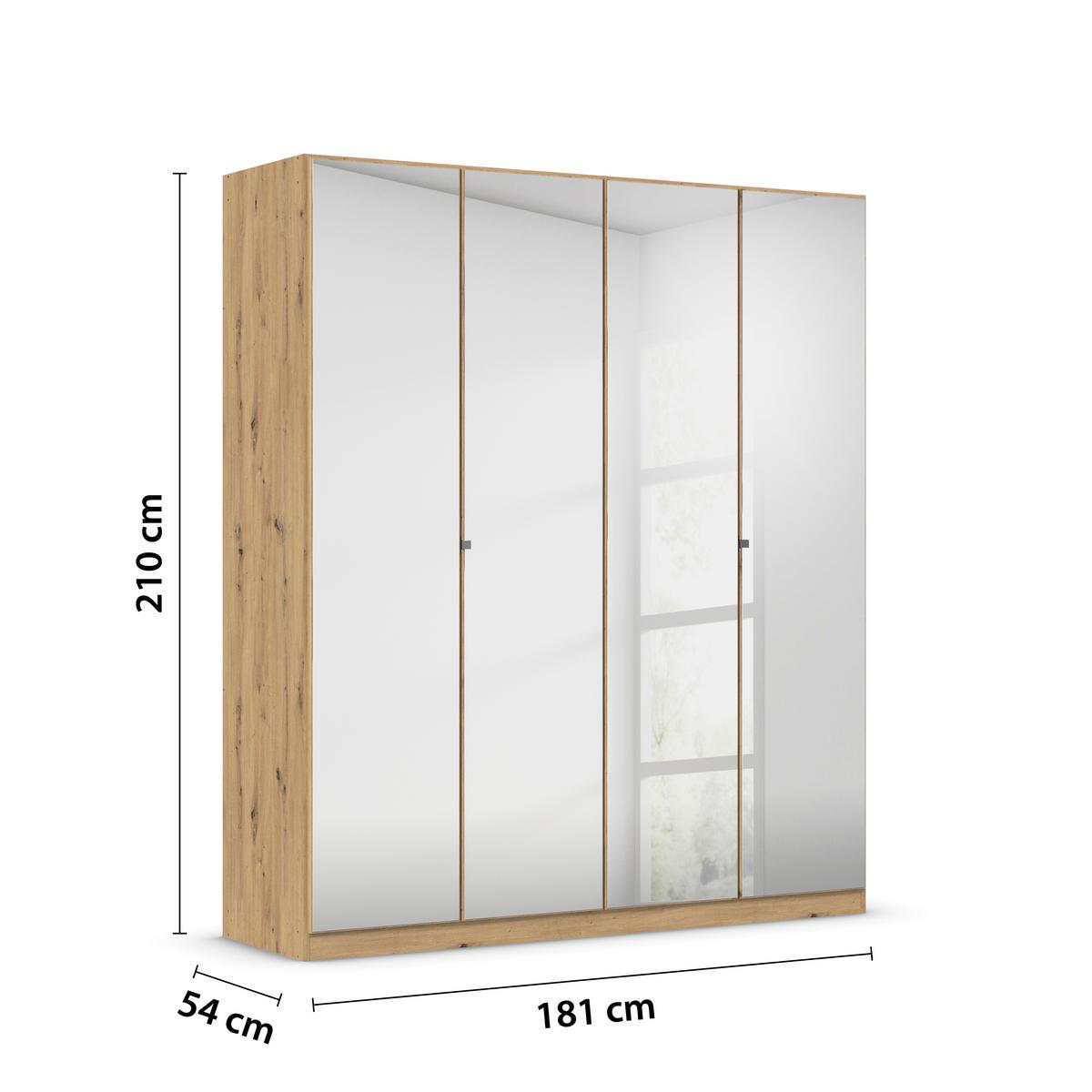 Kleiderschrank Reflect Inkl. Inneneinteilung, 2 Körbe - Silberfarben/Eiche Artisan, MODERN, Holzwerkstoff (181/210/54cm)