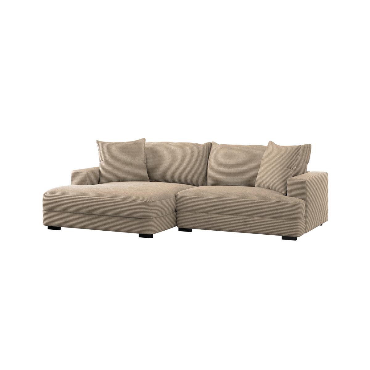 Ecksofa Pelle m. Kissen creme Cord 180x265cm - Creme/Schwarz, MODERN, Textil (180/265cm)