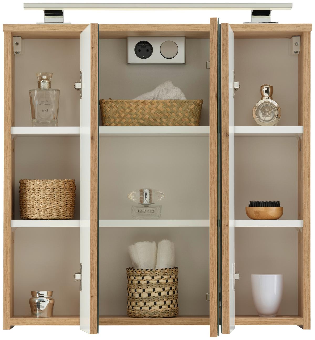 Spiegelschrank Giga B: 70 Cm Eichefarben - Eiche Artisan, MODERN, Glas/Holzwerkstoff (70/70/19cm)