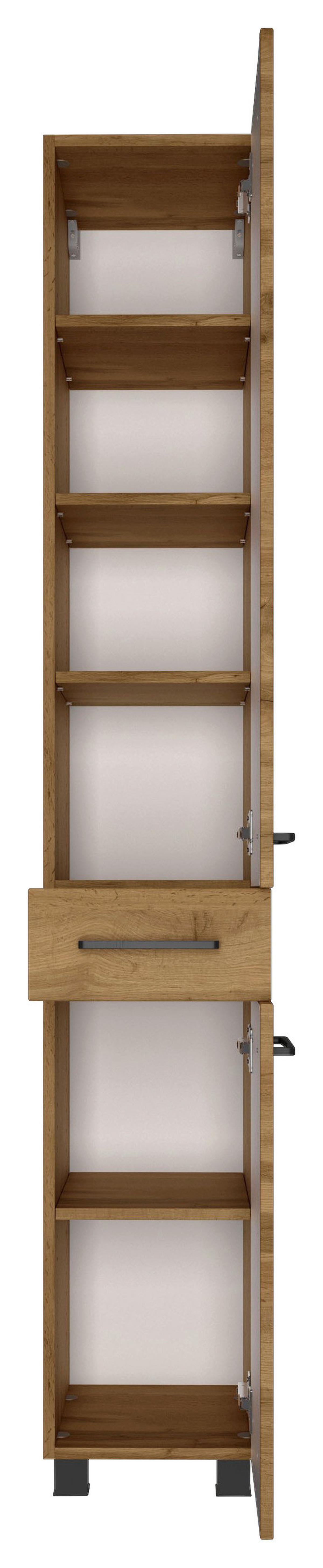 Hochschrank Manchester B: 30 Cm Eiche Wotan Dekor - Eichefarben/Schwarz, MODERN, Holzwerkstoff (30/180/35cm) - Held