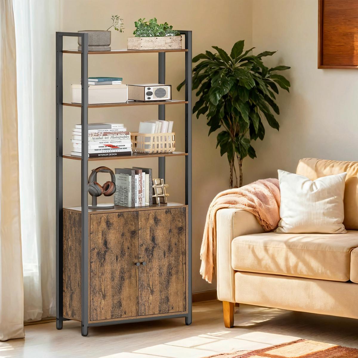 Regal Bookshelf - Schwarz/Braun, MODERN, Holzwerkstoff/Metall (60/159,5/24cm) - MID.YOU