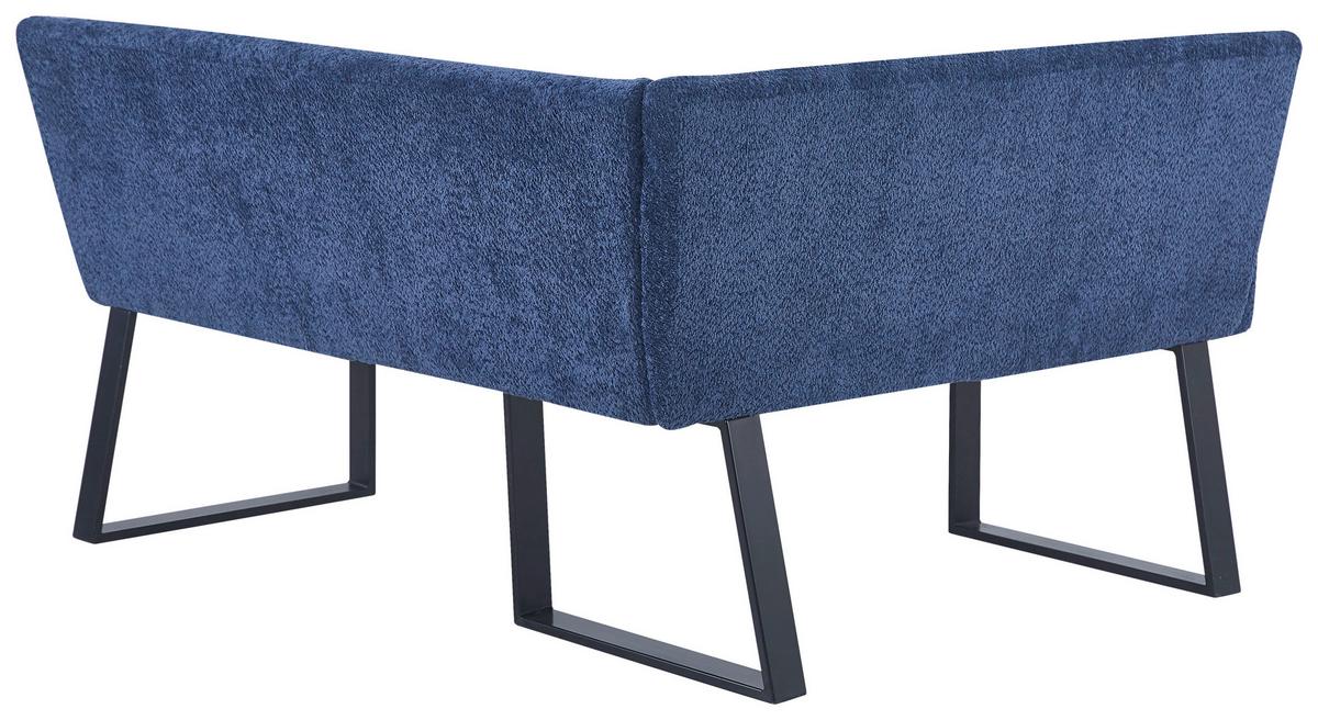 Eckbank Terri Dunkelblau, S: 130x160 cm - Schwarz/Dunkelblau, KONVENTIONELL, Textil/Metall (130/160cm) - MID.YOU