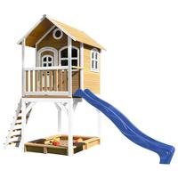 Spielhaus Sarah Blau/Braun/Weiß B: 370 cm - Blau/Braun, KONVENTIONELL, Holz/Kunststoff (370/291/191cm) - Ambia Garden