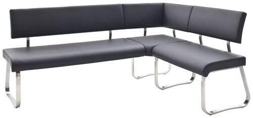 Eckbank Schwarz Lederlook Arco 200x150 cm - Edelstahlfarben/Schwarz, Design, Textil/Metall (200/150cm) - Livetastic
