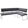 Eckbank Schwarz Lederlook Arco 200x150 cm - Edelstahlfarben/Schwarz, Design, Textil/Metall (200/150cm) - Livetastic