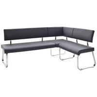 Eckbank Schwarz Lederlook Arco 200x150 cm - Edelstahlfarben/Schwarz, Design, Textil/Metall (200/150cm) - Livetastic