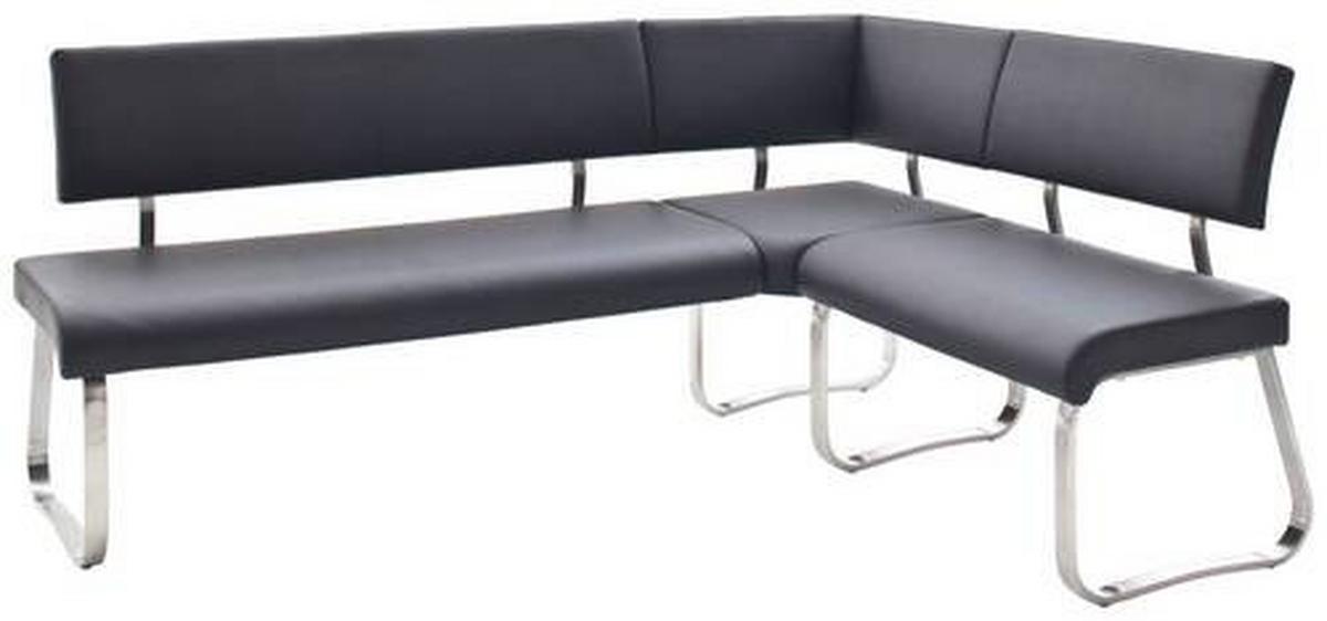 Eckbank Schwarz Lederlook Arco 200x150 cm - Edelstahlfarben/Schwarz, Design, Textil/Metall (200/150cm) - Livetastic