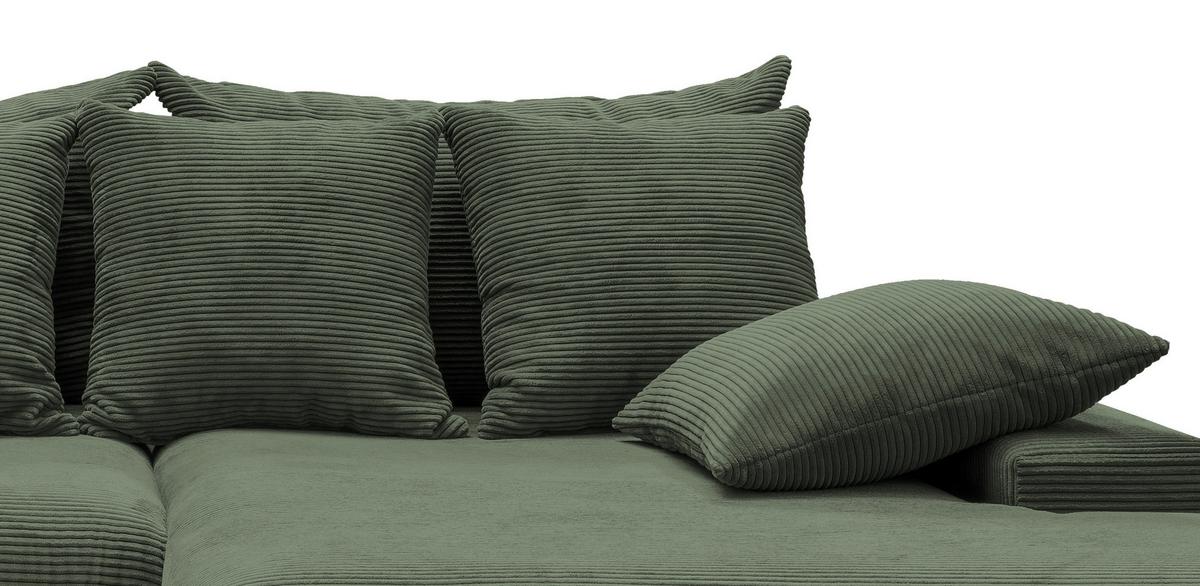 Ecksofa Avellino Grün Cord - Schwarz/Grün, MODERN, Textil (278/200cm) - Livetastic