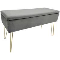 Hockerbank Scarlett Vlies Grau H: 42 cm inkl. Stauraum - Goldfarben/Grau, Design, Textil (75/42/30cm) - Echtwerk