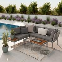 TERASOVÁ SEDACIA SÚPRAVA SUNNY - sivá/farba tíku, Modern, kov/drevo (186/73/76cm) - Mömax