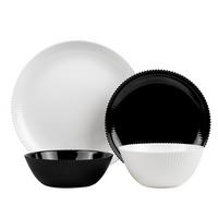 Tafelservice Jana - Schwarz/Weiß, Basics, Glas - Ondega