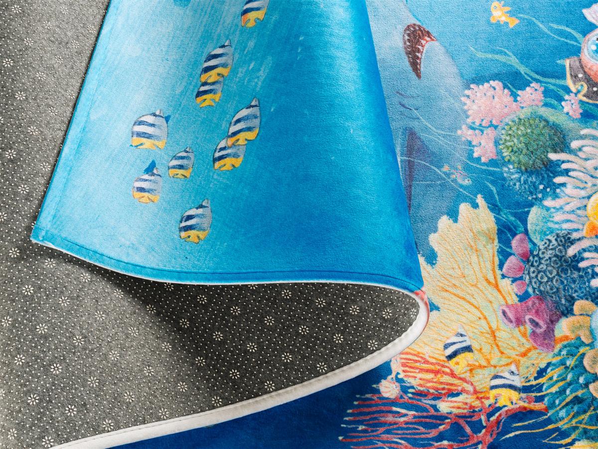 Kinderteppich Pirat Blau 100x160 Cm - Blau/Dunkelblau, Trend, Textil (100/160cm)
