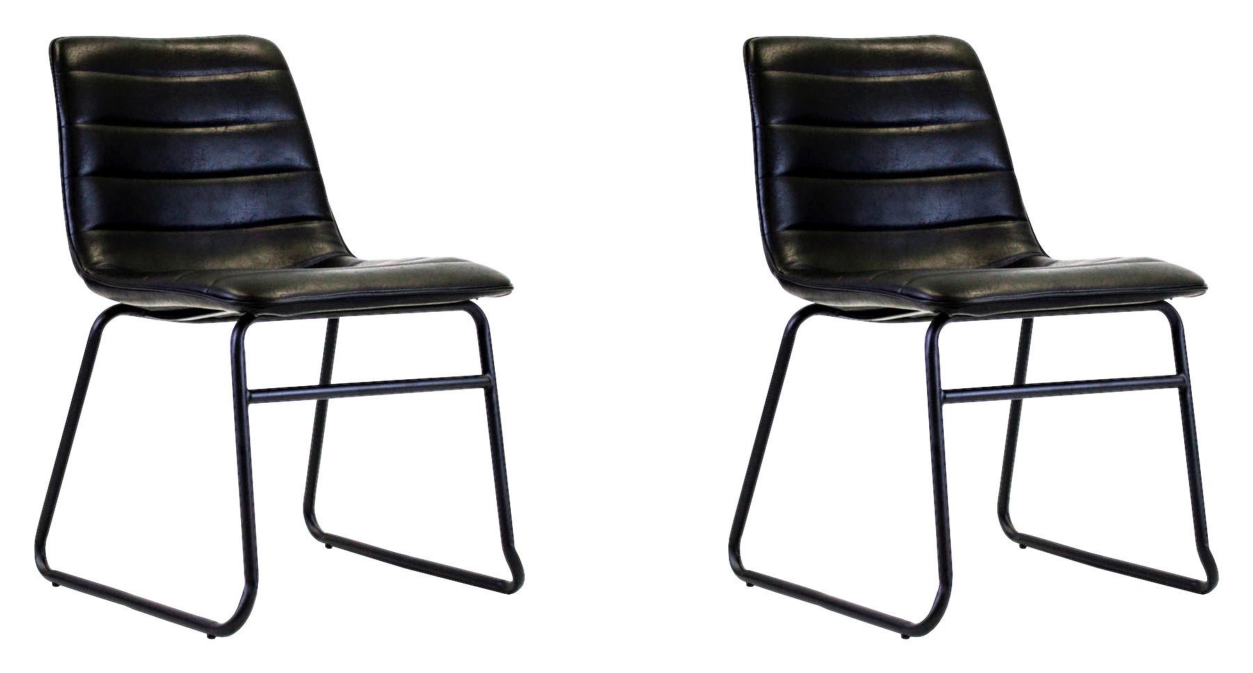 Esszimmerstuhl Milan Schwarz 2er-Set - Schwarz, KONVENTIONELL, Kunststoff/Textil (48/77/56cm) - MID.YOU