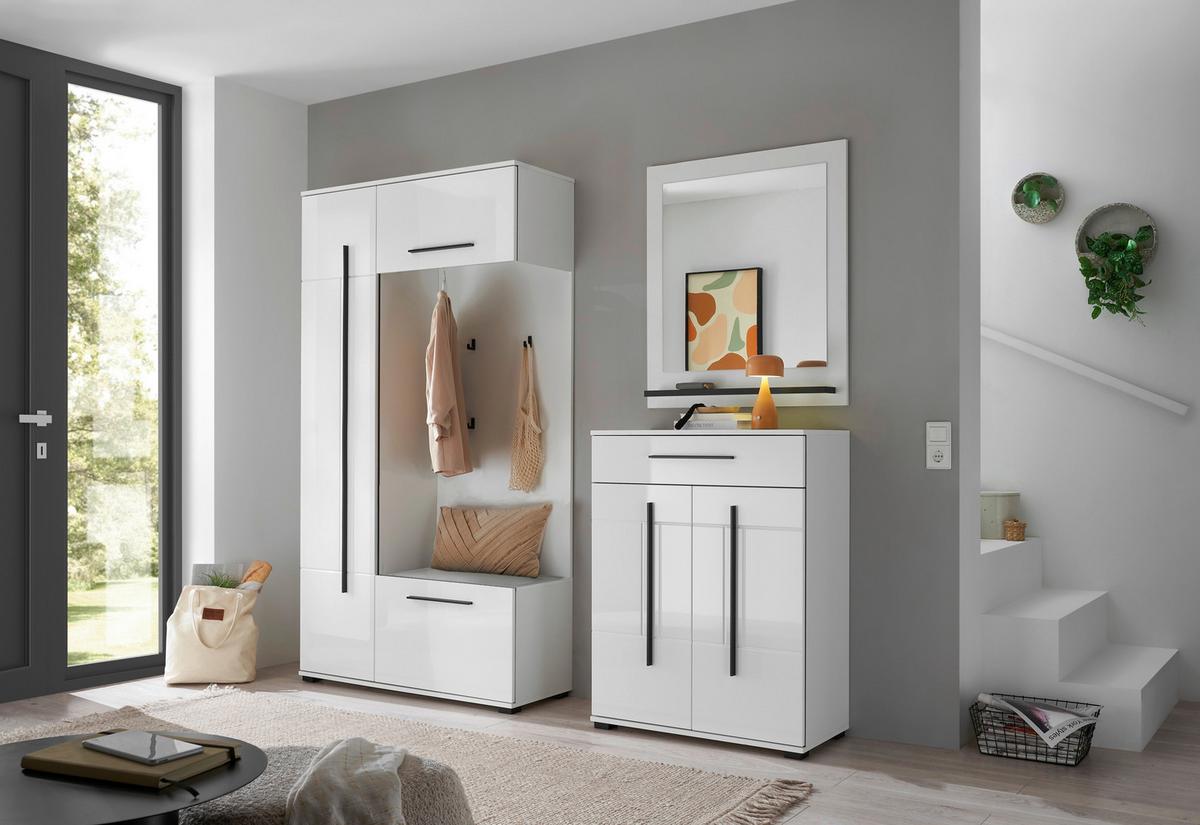 GARDEROBE Cantara Weiß/Weiß HG B: 111cm - Weiß Hochglanz/Weiß, MODERN, Holzwerkstoff (111/201/39cm) - MID.YOU