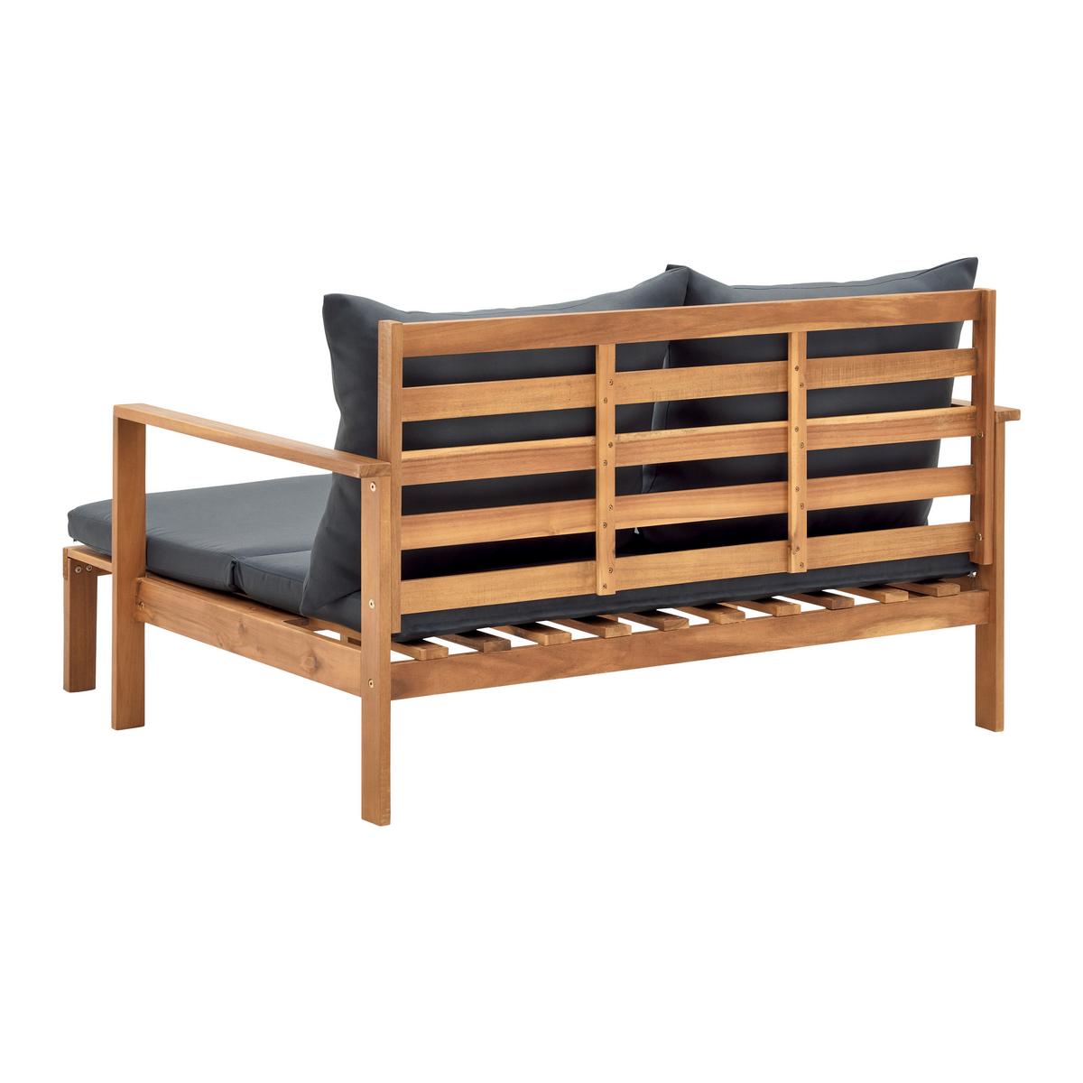 Záhradní pohovka PIA - tmavě šedá, Moderní, dřevo/textil (130/75/80-130cm) - Bessagi Garden