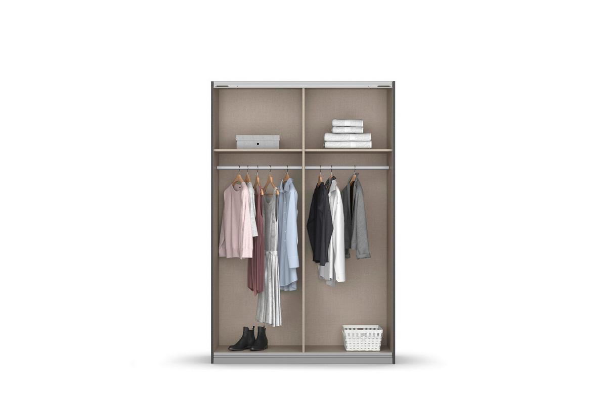 Schwebetürenschrank 136cm Subito Eiche Artisan Dekor - Weiß/Eiche Artisan, MODERN, Holzwerkstoff (136/197/61cm) - Rauch Möbel