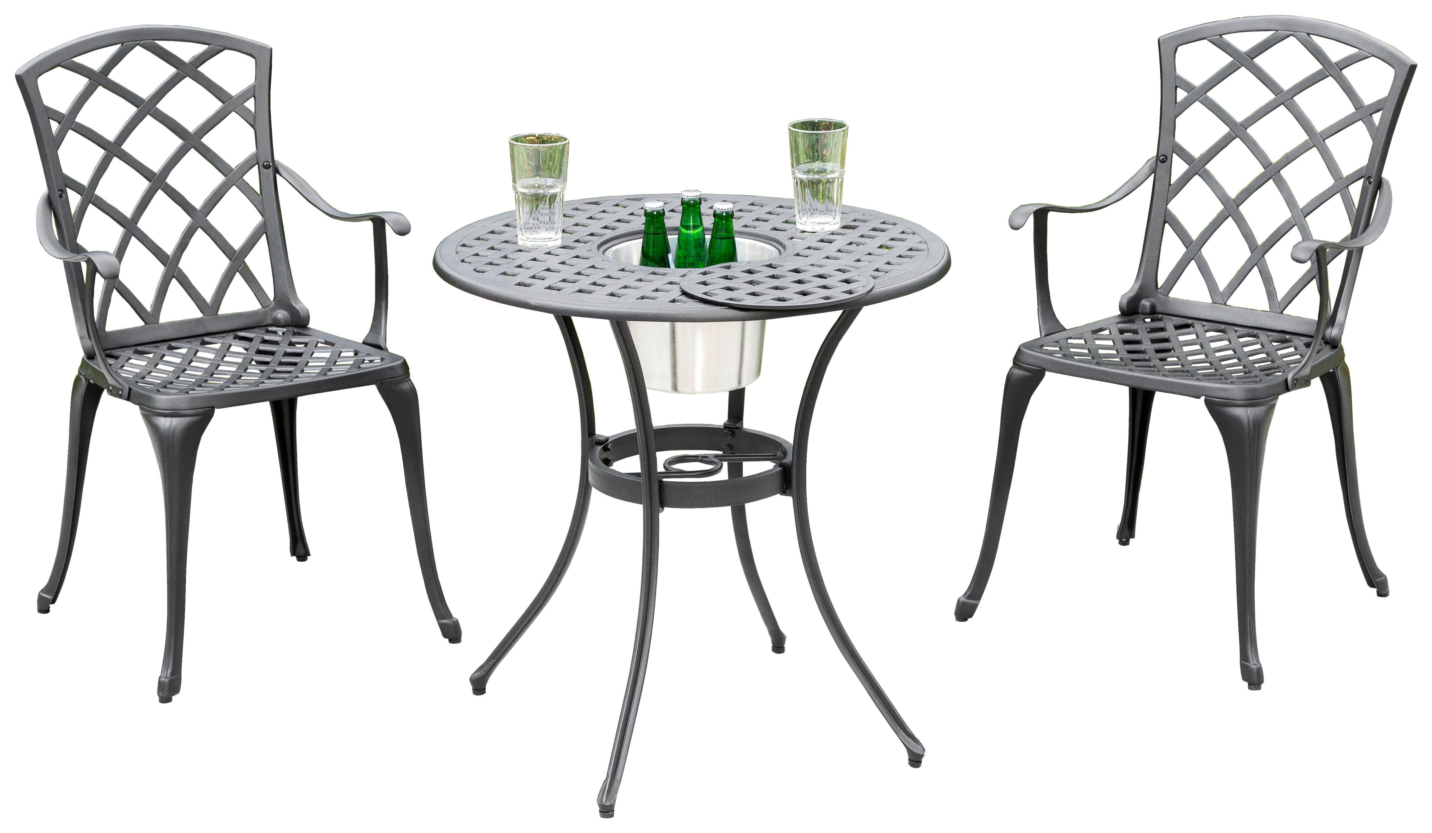 Gartengarnitur RHODOS aus Aluminium in Graphit 3er-Set