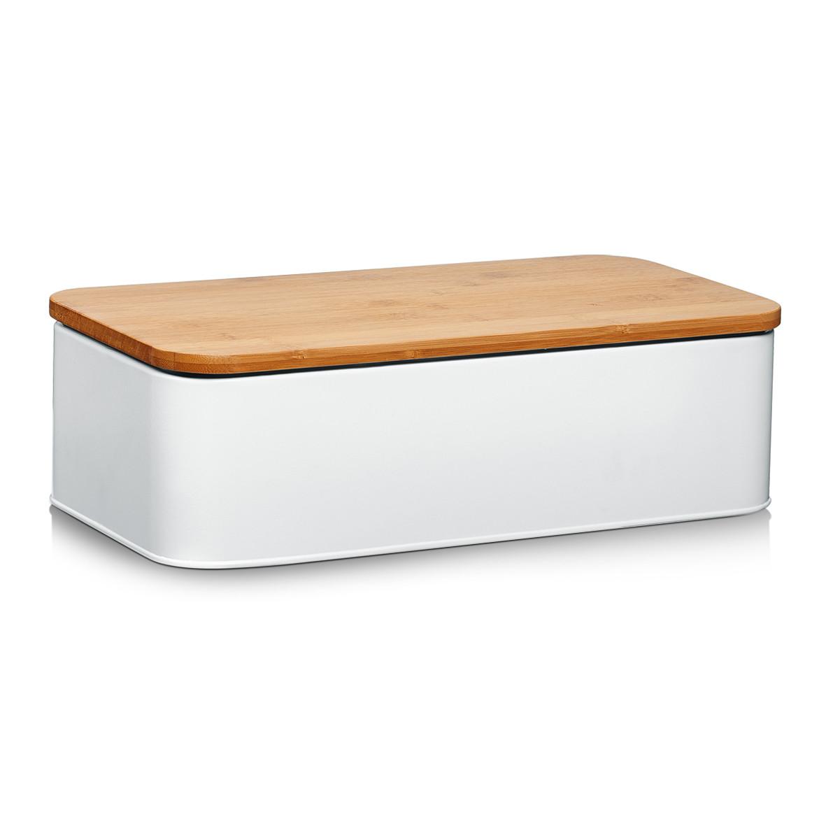 Brotkasten Weiß B: 43 cm - Weiß, Basics, Holz/Metall (43/23/12cm) - Zeller Present