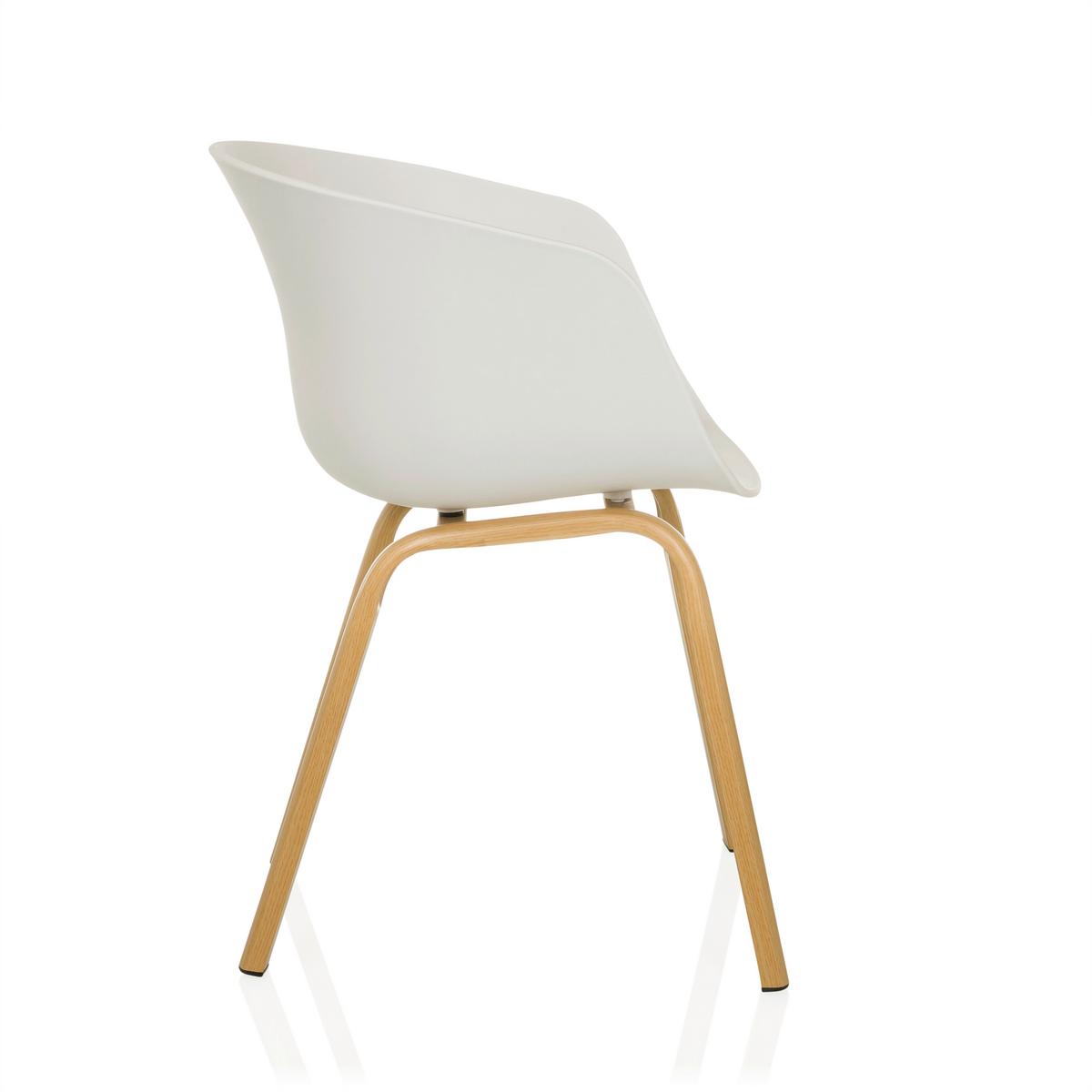 Armlehnstuhl Oslo W Weiß B: 54 cm - Hellbraun/Weiß, MODERN, Kunststoff/Metall (54/78/56cm) - MID.YOU