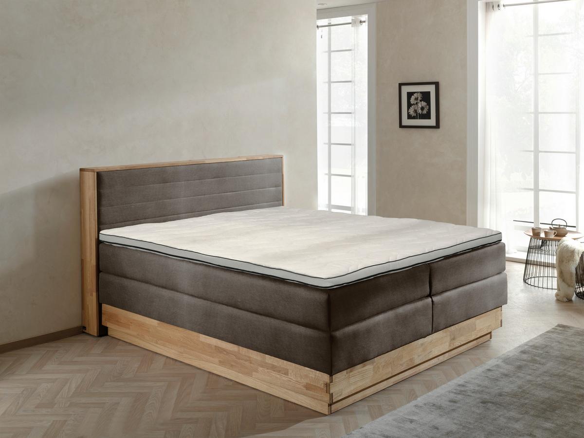 Boxspringbett mit Topper & Bettkasten 200x200 Moneta - Eichefarben/Schwarz, MODERN, Holz/Textil (200/200cm) - MID.YOU