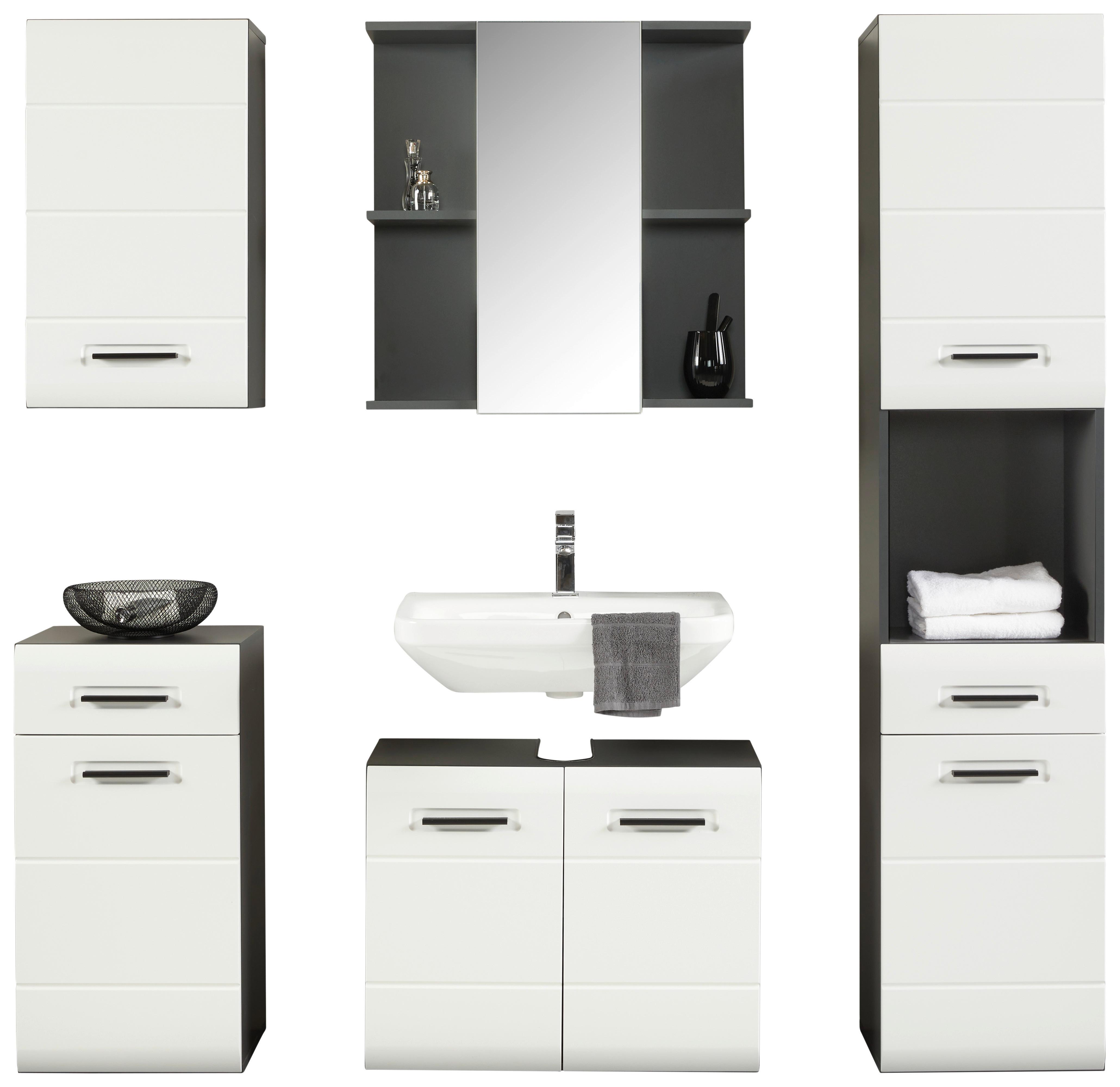 Badezimmer Pearl New Snol Anthrazit, Weiß B: 150 cm - Anthrazit/Weiß, KONVENTIONELL, Holzwerkstoff (150/188,5/29,6cm)