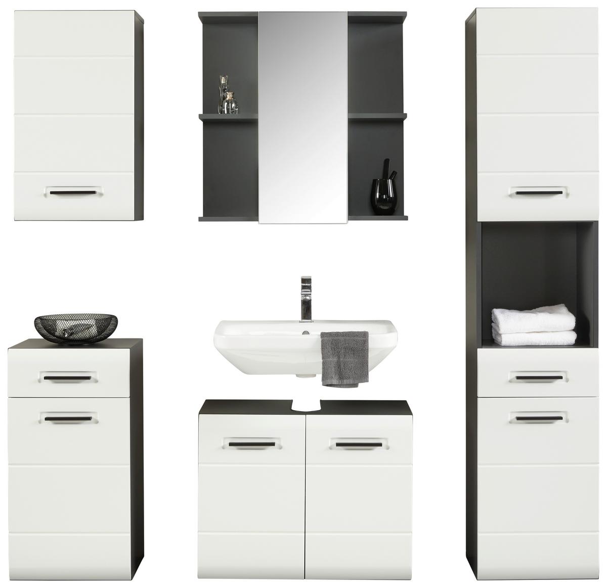 Pearl New Snol 111 Mosdó Alatti Szekrény - antracit/fehér, Konventionell, faalapú anyag (70/55,5/29,6cm)