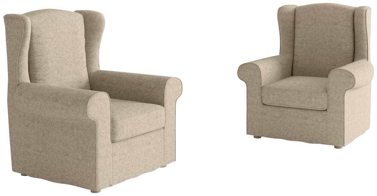 Ohrensessel Madonna Hellbraun B: 88 Cm - Hellbraun/Edelstahlfarben, Design, Textil (88/105/90cm) - Livetastic