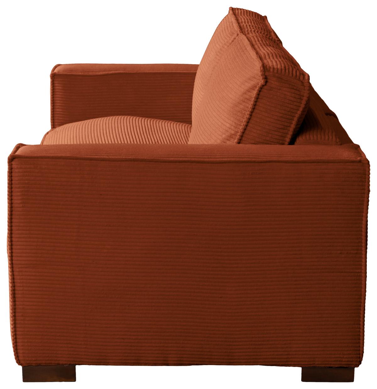 Schlafsofa Texas Rostfarben Cord, B: 203 cm - Rostfarben/Dunkelbraun, Design, Textil (203/85/99cm) - MID.YOU