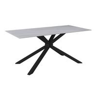 Jídelní stůl Livan bílý s rovnou hranou - bílá/černá, Moderní, kov/kámen (180/90/76cm) - Bessagi Home