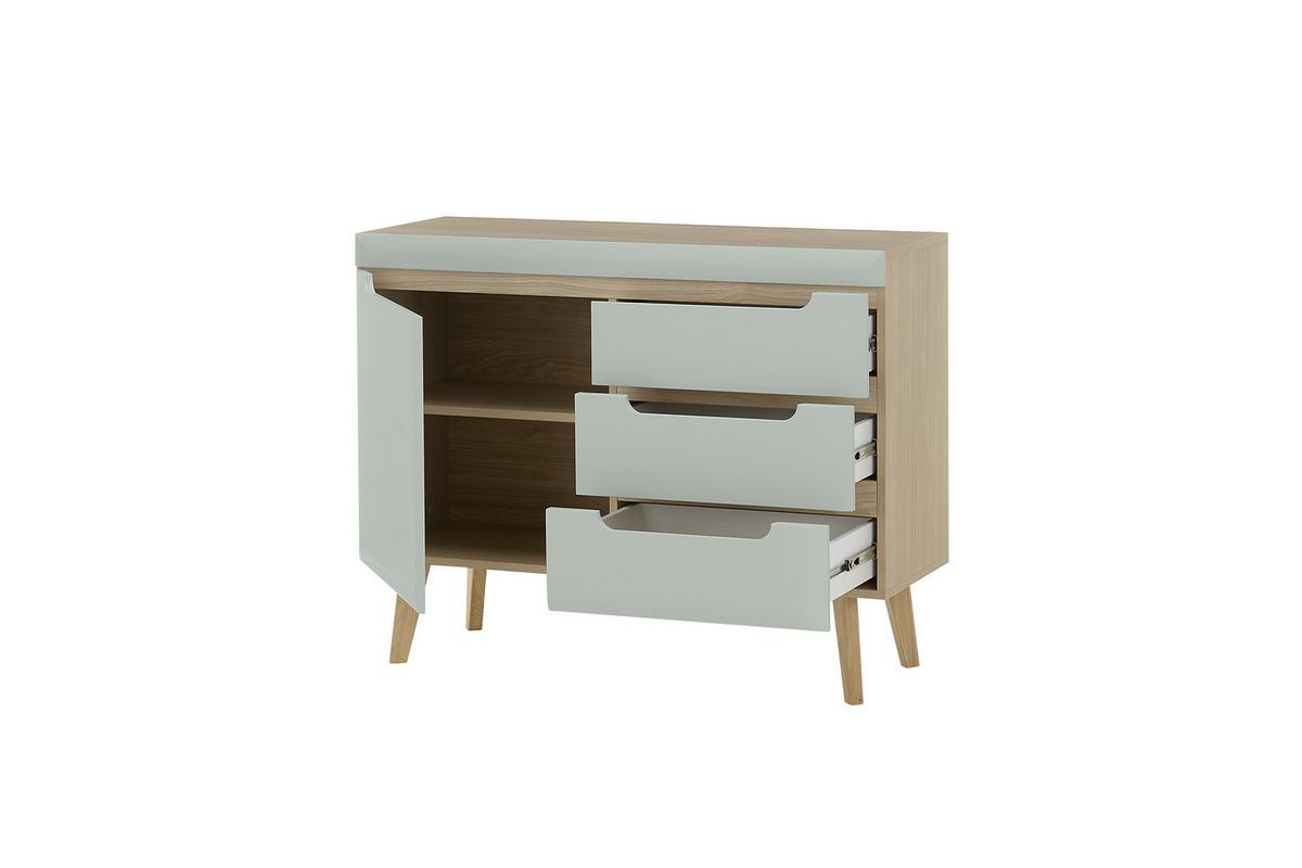 Sideboard Svante Torge Grün/Eichefarben B: 107 cm - Eichefarben/Grün, Design, Holzwerkstoff (107/83/40cm) - MID.YOU