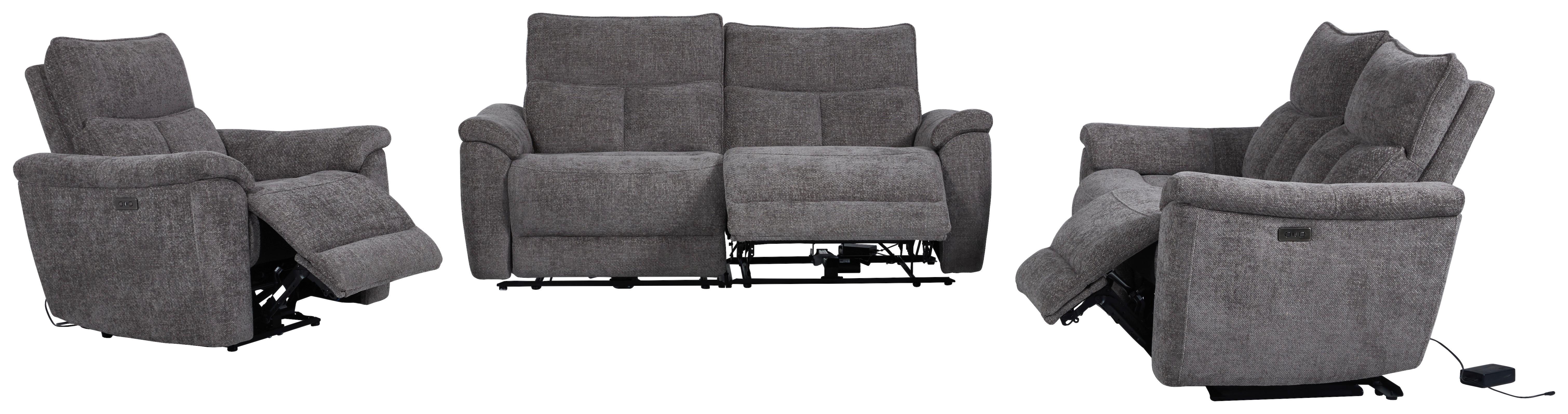 3-Sitzer-Sofa Tokio mit Relaxfunktion Grau B: 200 cm - Grau, MODERN, Holz/Textil (200/96,5/102cm)