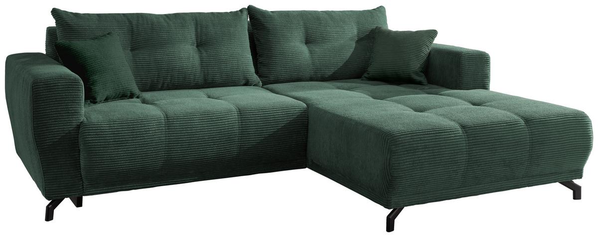 Ecksofa Liegefunktion Restato Dunkelgrün - Dunkelgrün/Schwarz, MODERN, Holz/Textil (246/177cm) - MID.YOU