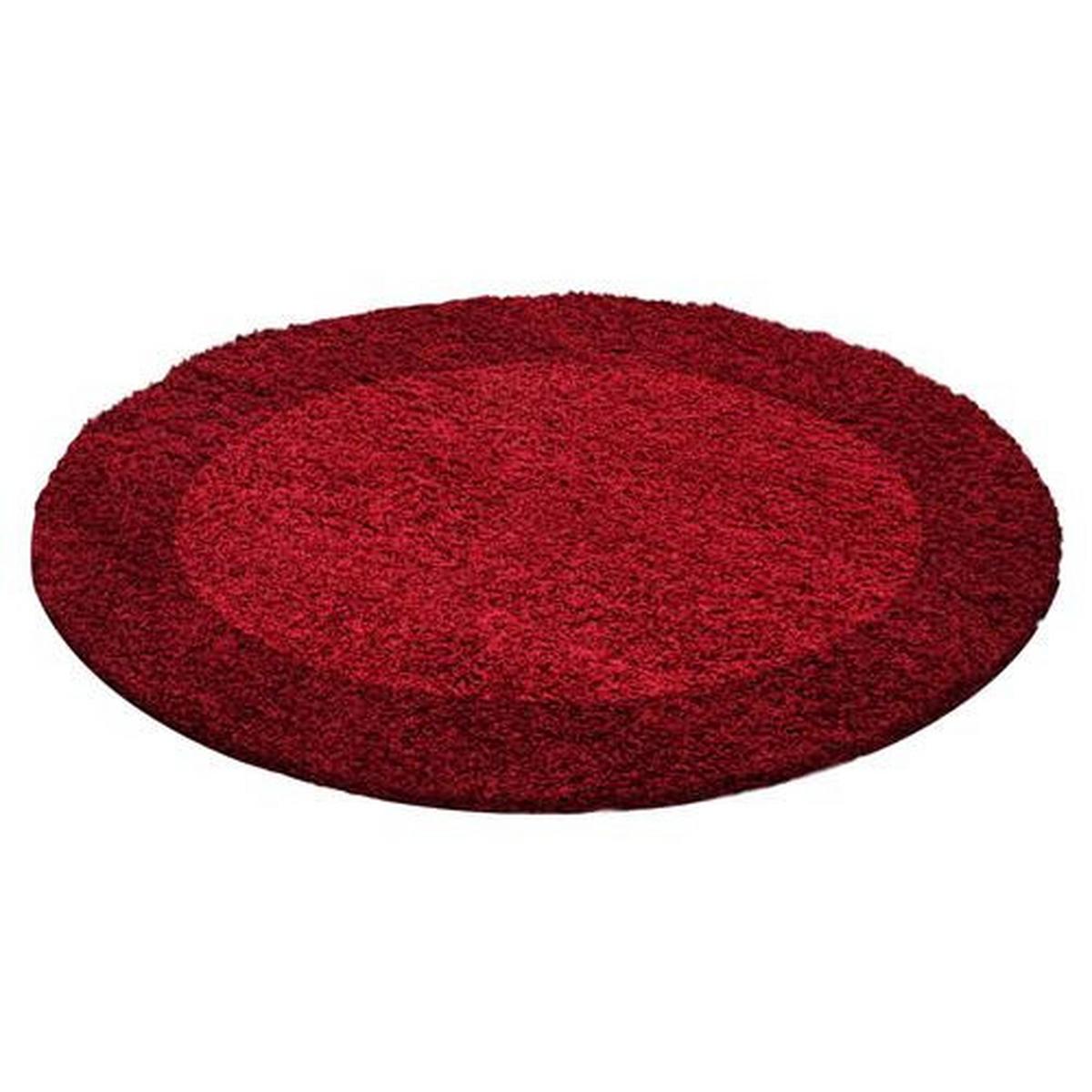 Hochflor Teppich Rot Life Rund Ø 200 cm - Hellrot/Rot, KONVENTIONELL, Textil (200cm) - Novel