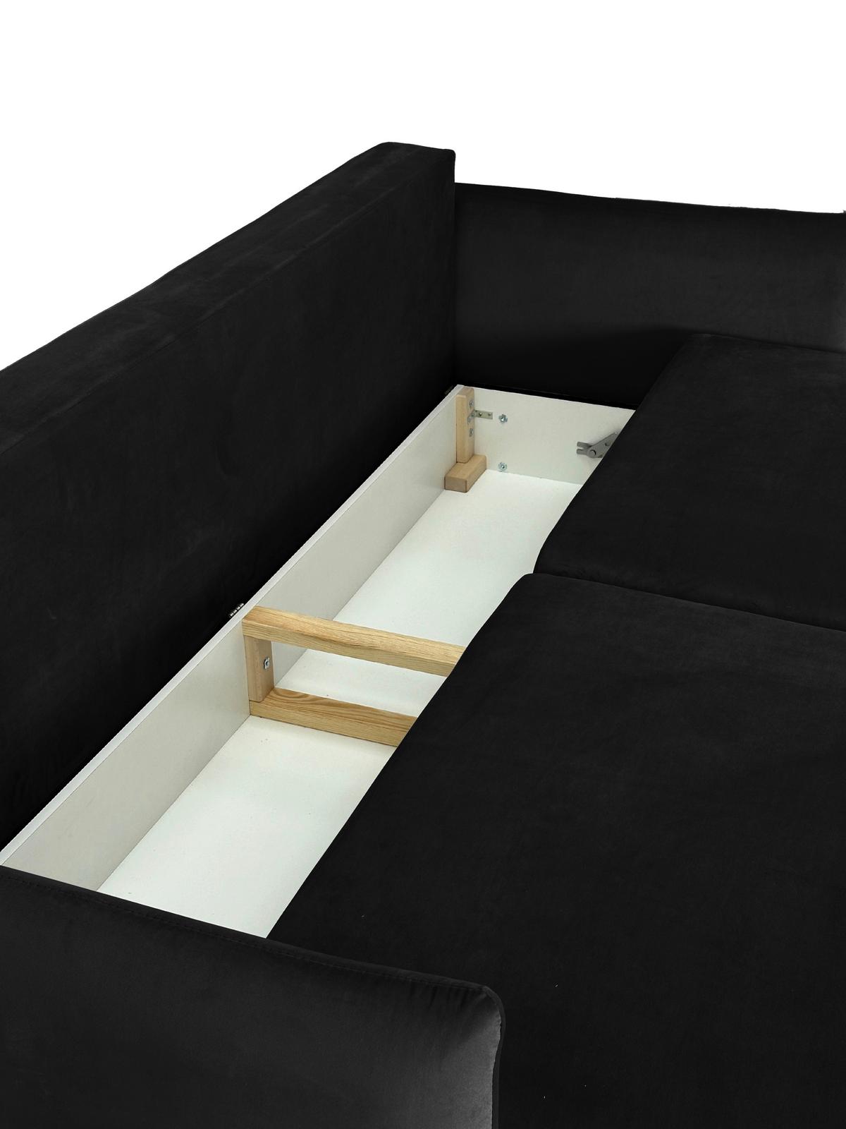 Schlafsofa Mit Bettkasten Orlando Schwarz B: 220 Cm - Schwarz, Design, Textil (220/96/102cm) - MID.YOU
