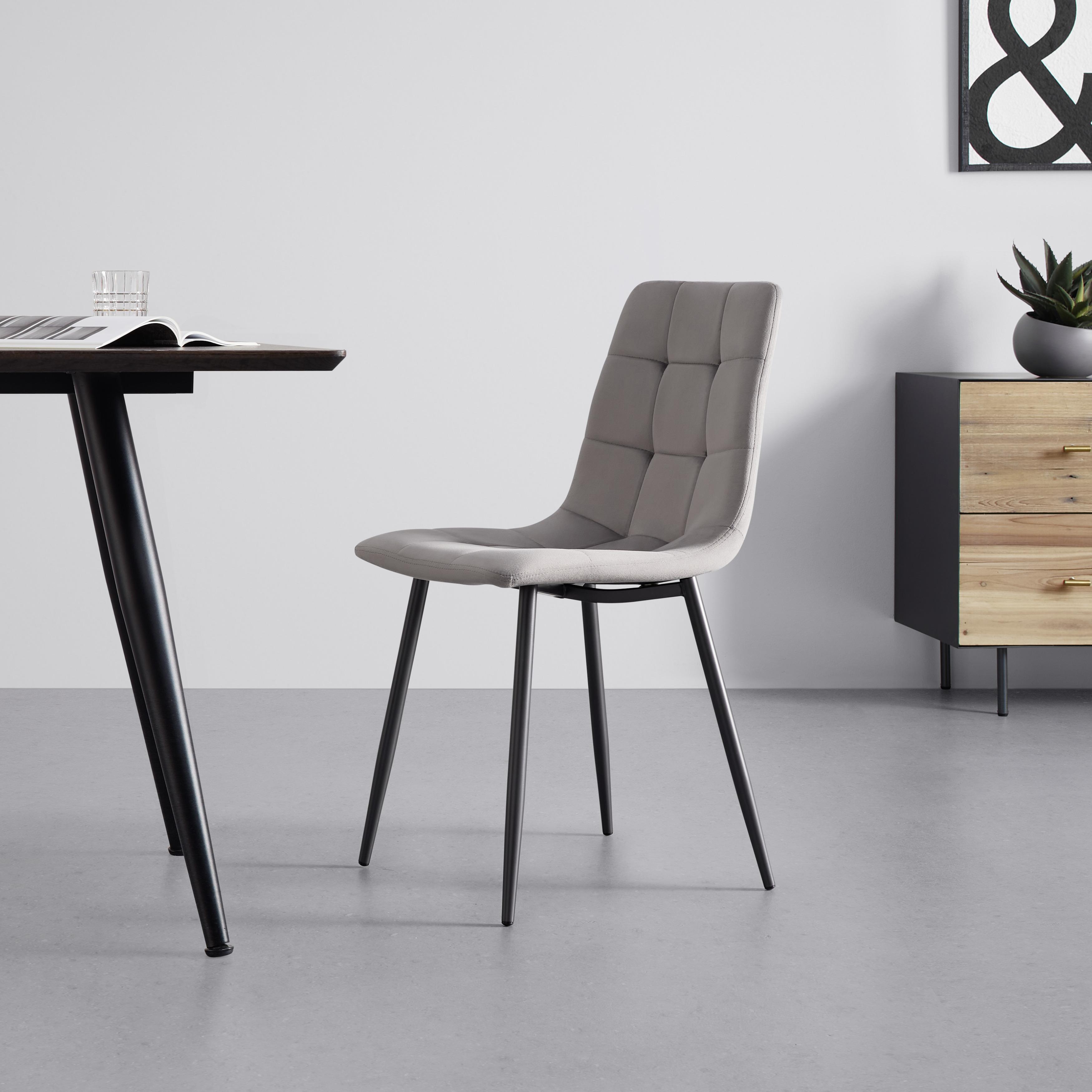Jídelní Židle Ria Šedohnědá - černá/šedohnědá, Moderní, kov/textil (43,5/87/54cm) - Bessagi Home