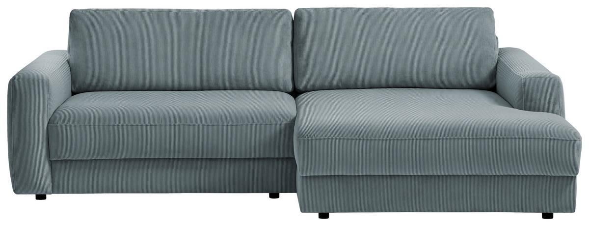 Ecksofa Bourbon - Blaugrau/Schwarz, MODERN, Textil (250/176cm) - Trendmanufaktur