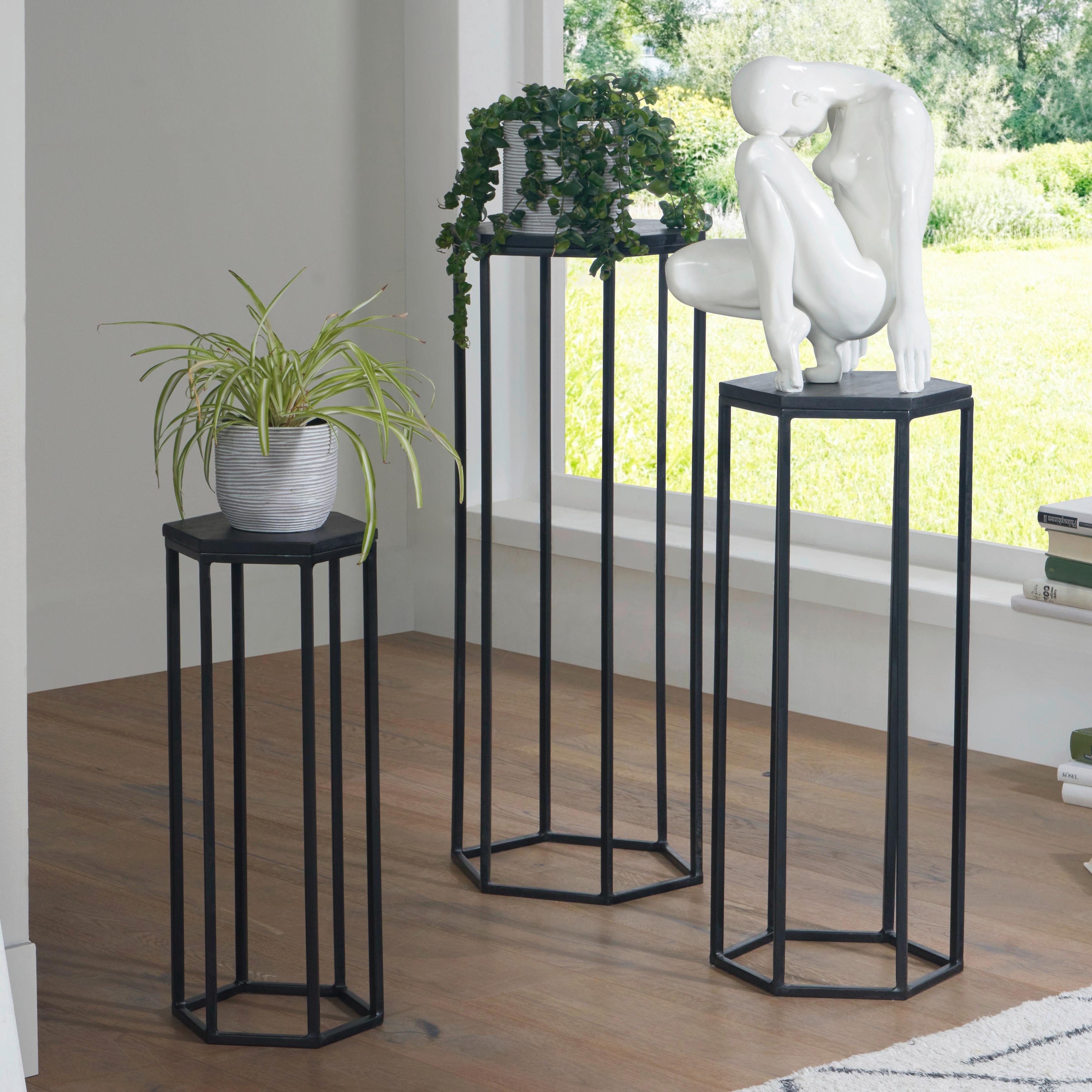 Beistelltisch 3-teilig Schwarz - Schwarz, Design, Holz/Metall (35/35/90cm) - P & B