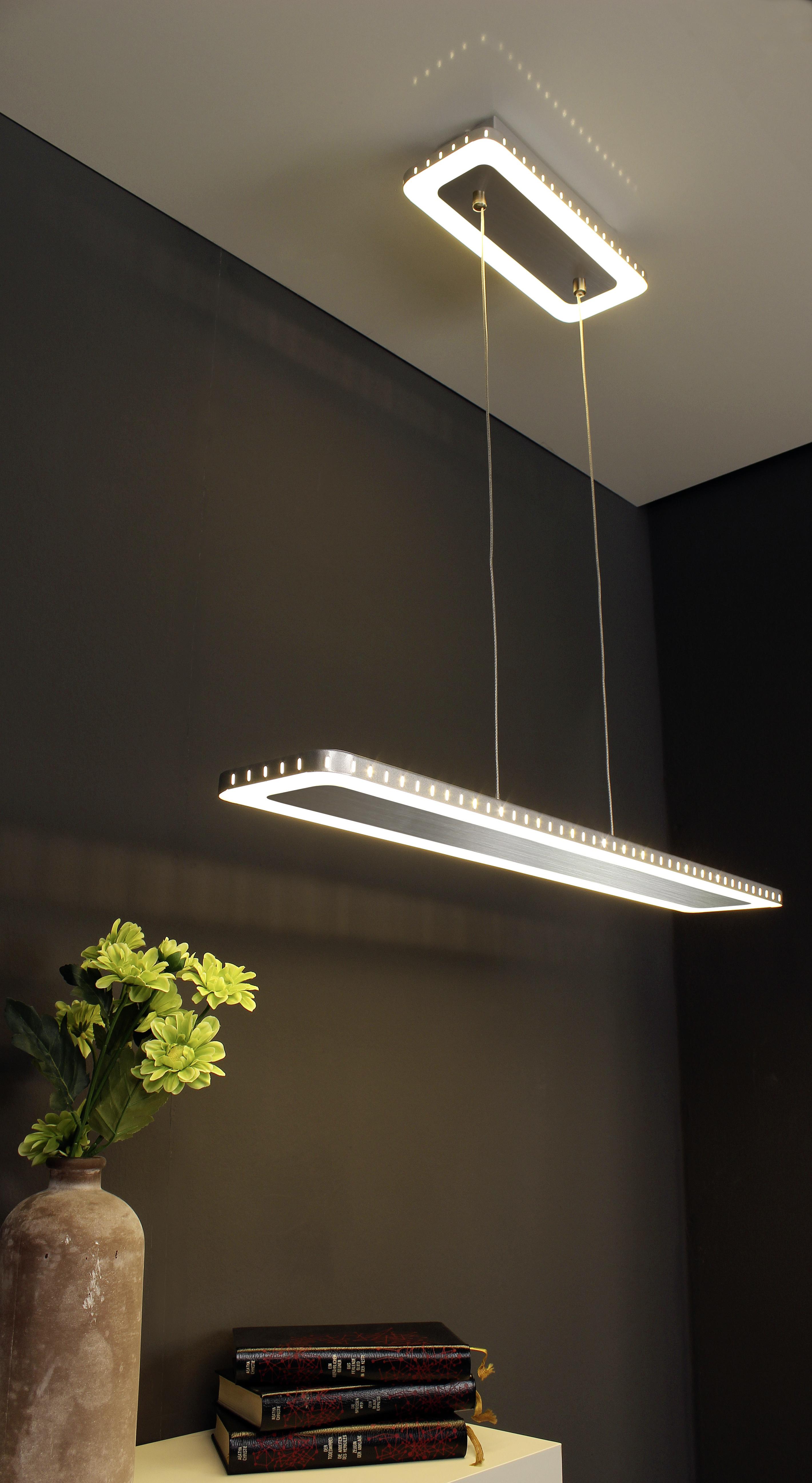 LED-Hängeleuchte Si Solaris H: 120 cm 2-Flammig dimmbar - Edelstahlfarben, Design, Metall (70/12/120cm)