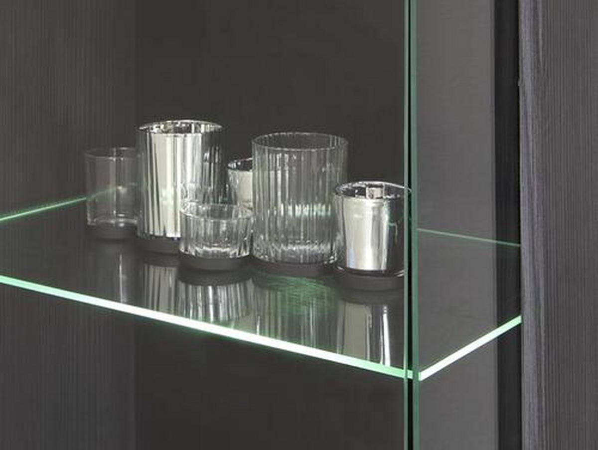 Wohnwand Modern 4 -Teilig. mit Led Concerto, Weiß/Schwarz - Silberfarben/Schwarz, MODERN, Glas/Holzwerkstoff (308/190/41cm)