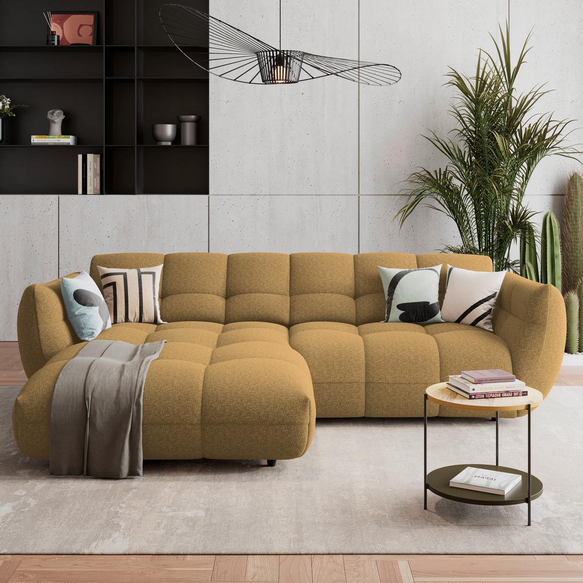 Ecksofa Panda Chenille gold, 178x280cm - Dunkelgrün/Goldfarben, Trend, Textil (178/280cm)