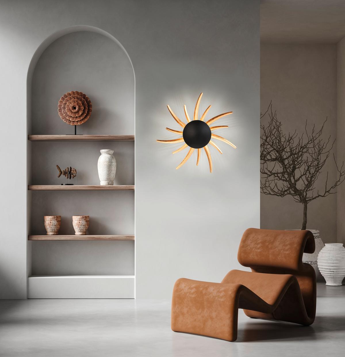 LED-Wandleuchte 30545 Sol - Goldfarben/Schwarz, Design, Metall (45/10cm) - Fischer & Honsel