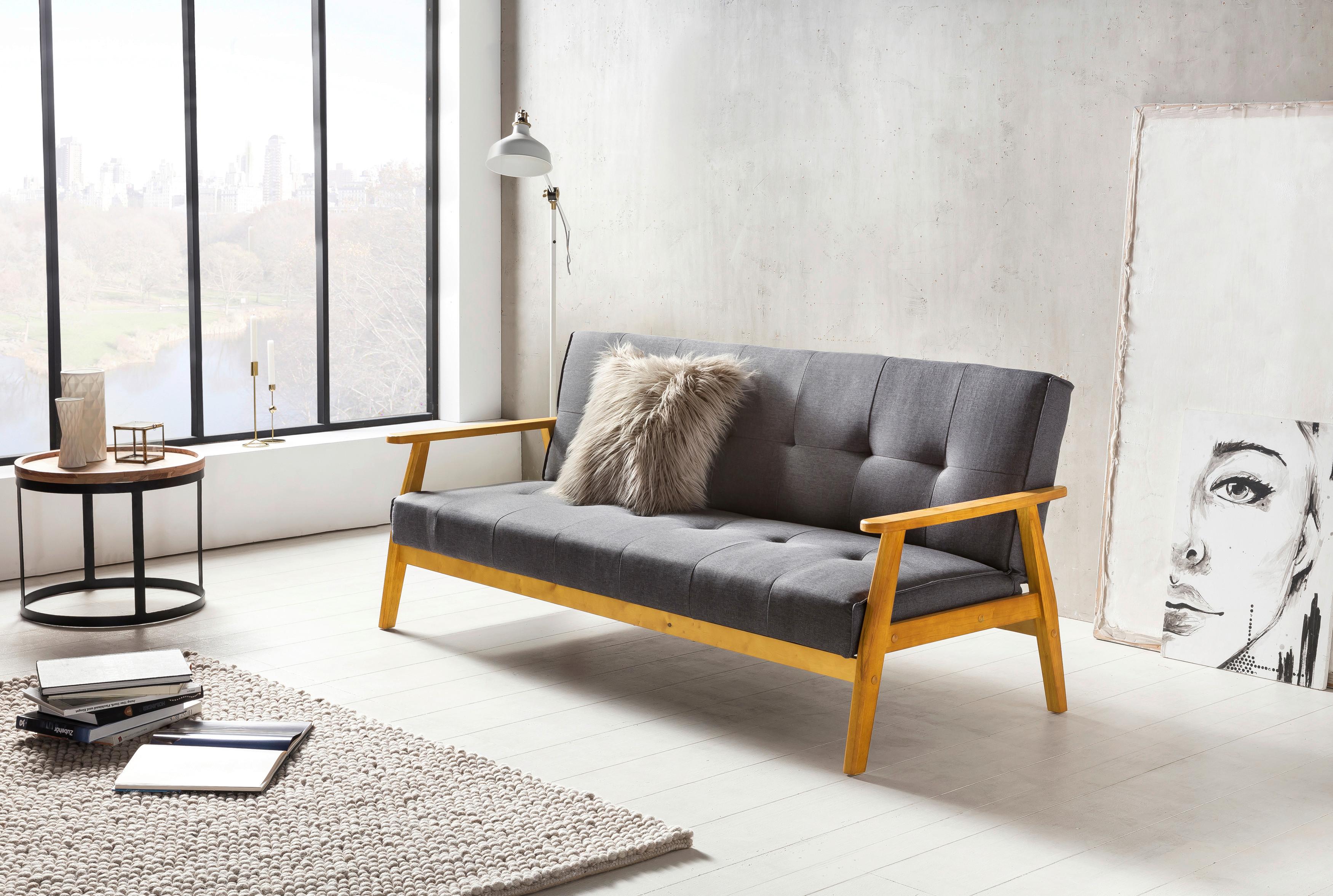 Schlafsofa Naturfarben/Dunkelgrau 190 cm