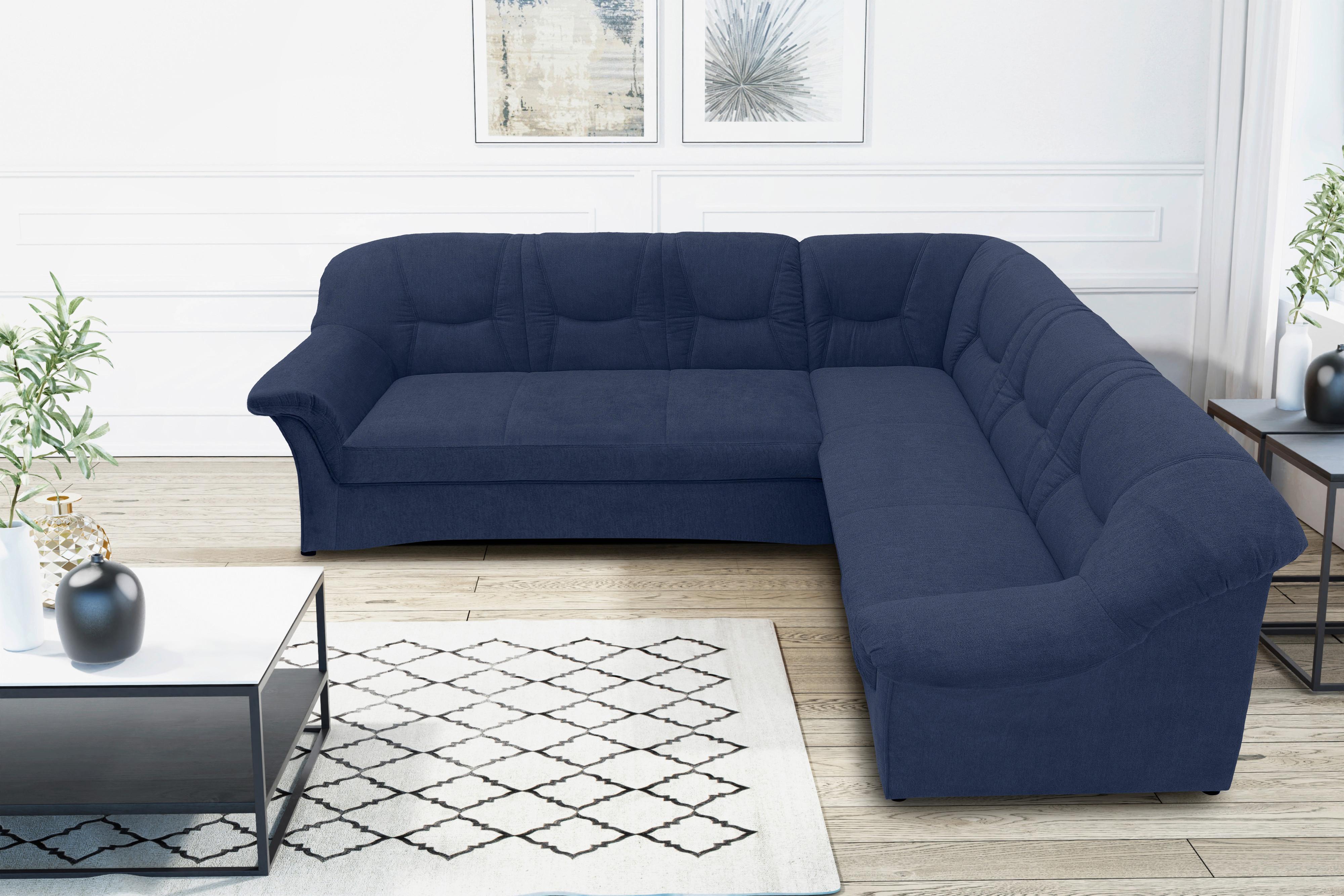 Ecksofa Sarafina Dunkelblau S: 240x190 Cm - Schwarz/Dunkelblau, KONVENTIONELL, Textil (240/190cm) - MID.YOU