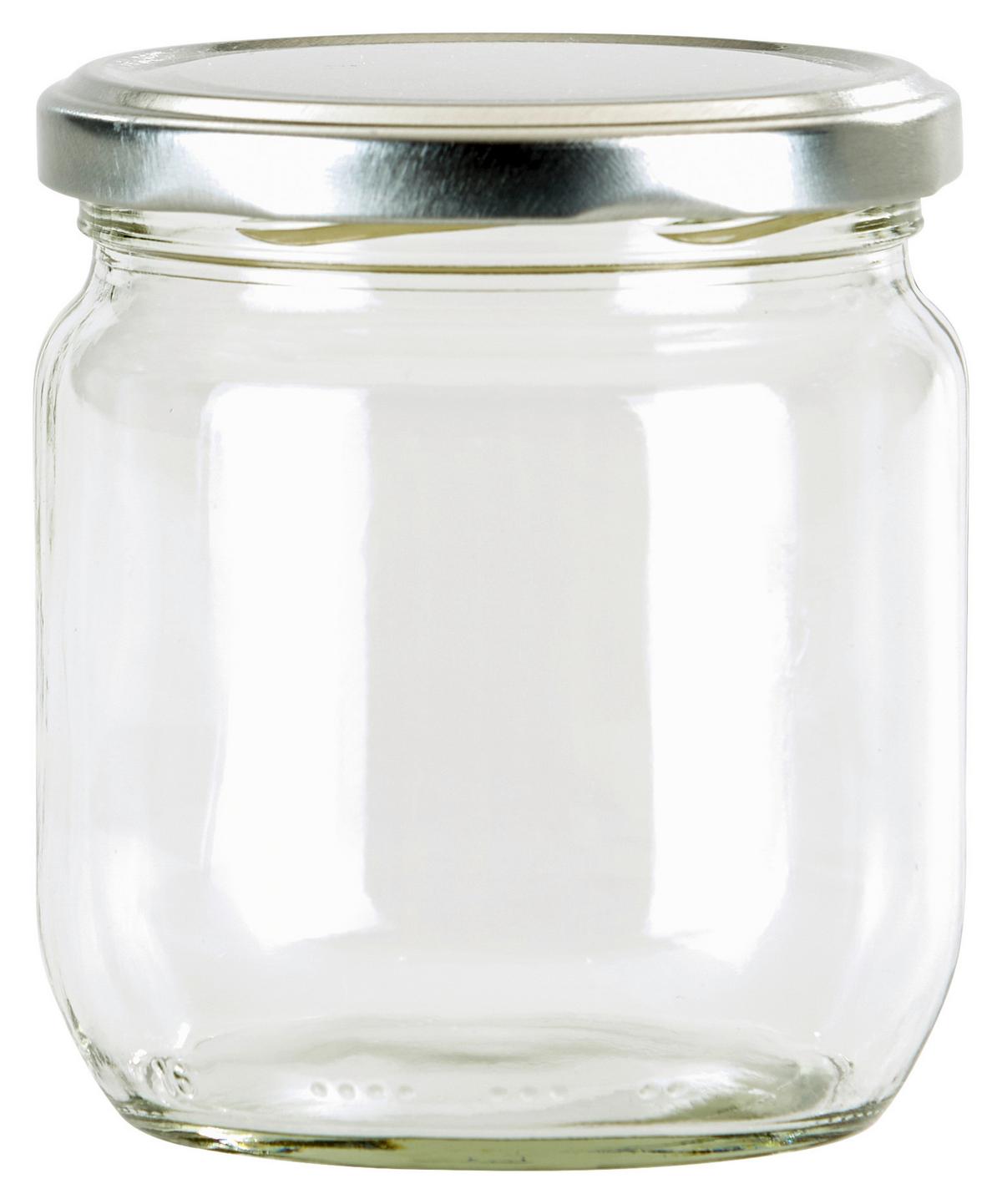 Einmachgläser 6er-Set Zora Je 425 ml, Auslaufsicher - Silberfarben, Basics, Glas/Metall (0,425l)